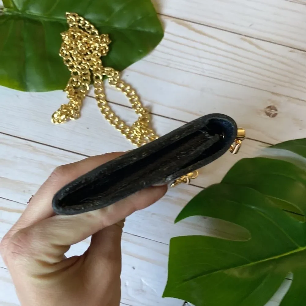 Louis Vuitton Black Crossbody Wallet with Gold Chain